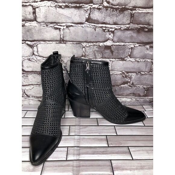 Sam Edelman Elita Black Leather Cut Out Block Heel Western Boots Women Sz 10M US - Picture 5 of 16